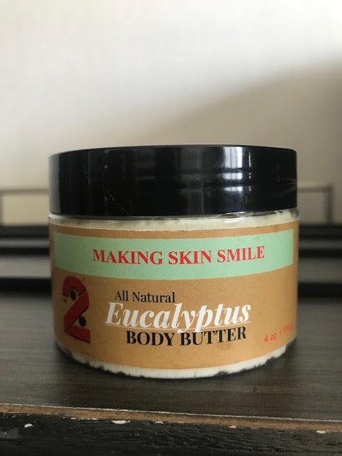 2 Percent All Natural Eucalyptus Body Butter for Men 4oz (Lg)